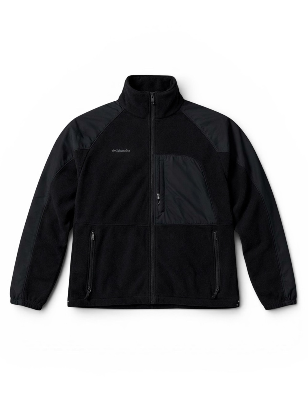 Columbia Interchange Black Fleece Jacket Full Zip Nylon Trim Men’s XL